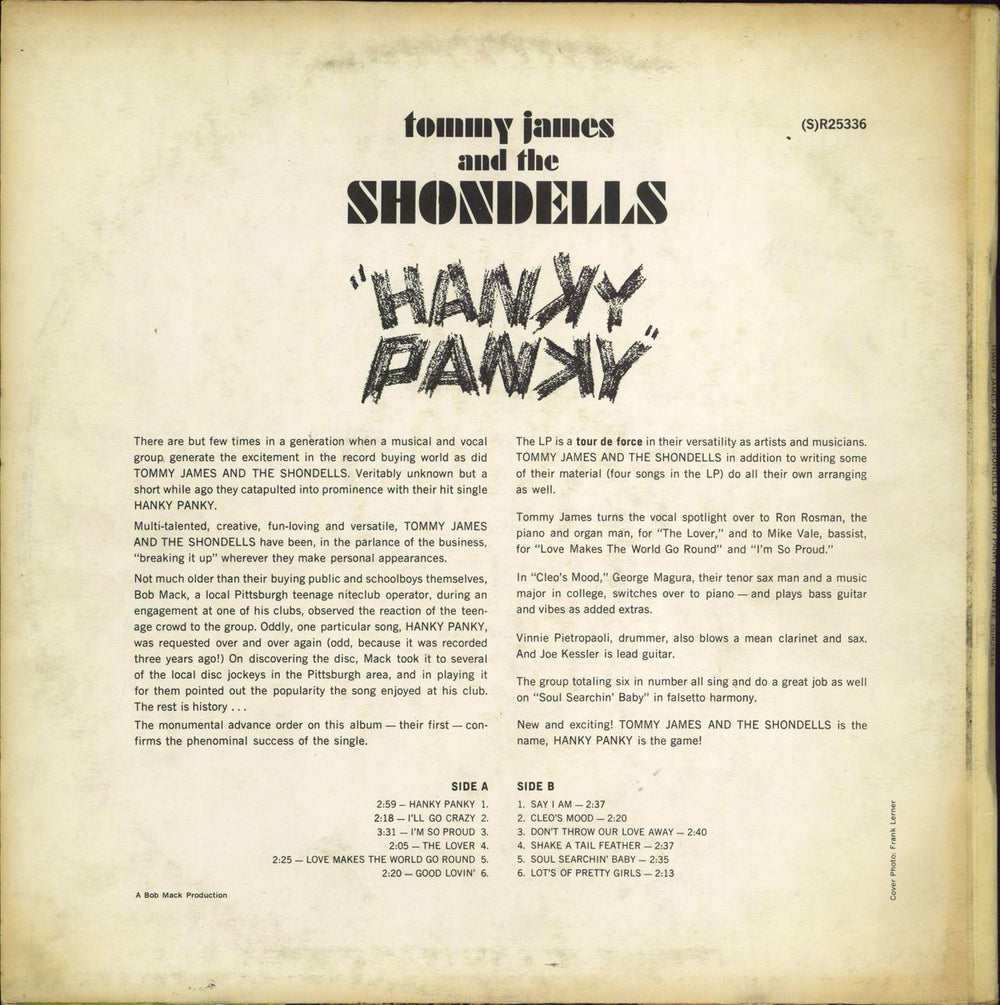 Tommy James & The Shondells Hanky Panky Italian vinyl LP album (LP record)