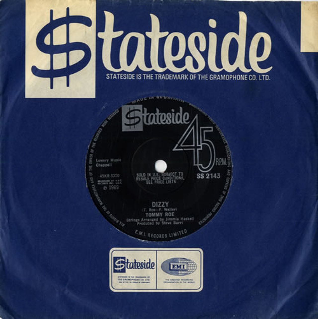 Tommy Roe Dizzy - Solid UK 7" vinyl single (7 inch record / 45) SS2143