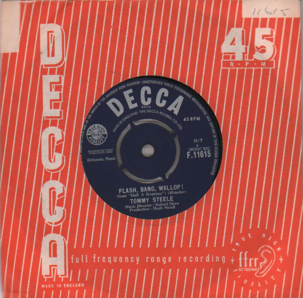 Tommy Steele Flash, Bang, Wallop! UK 7" vinyl single (7 inch record / 45) F.11615