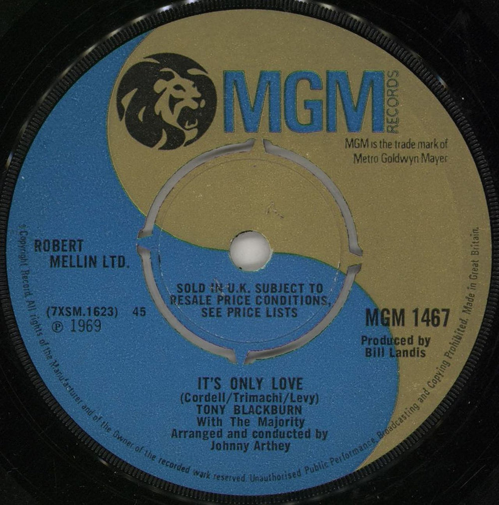 Tony Blackburn It's Only Love UK 7" vinyl single (7 inch record / 45) MGM1467