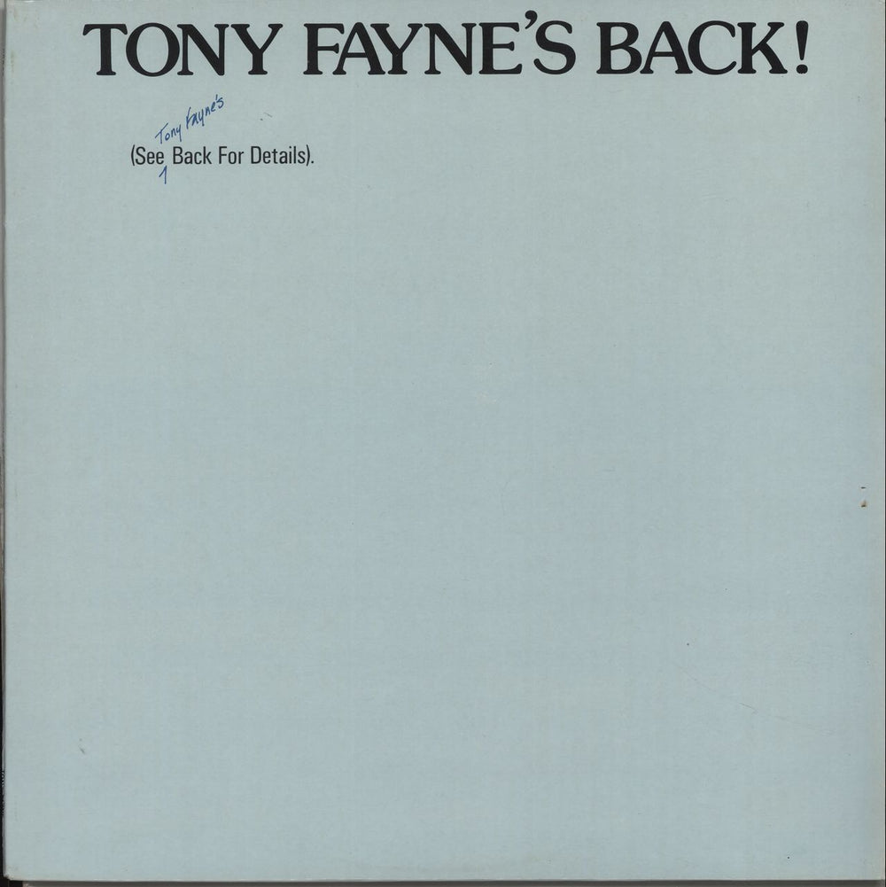 Tony Fayne Tony Fayne's Back! UK vinyl LP album (LP record) RR008