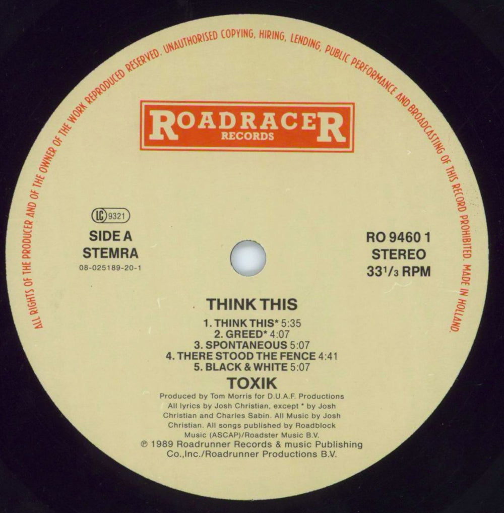 Toxik Think This Dutch vinyl LP album (LP record) XX2LPTH649746