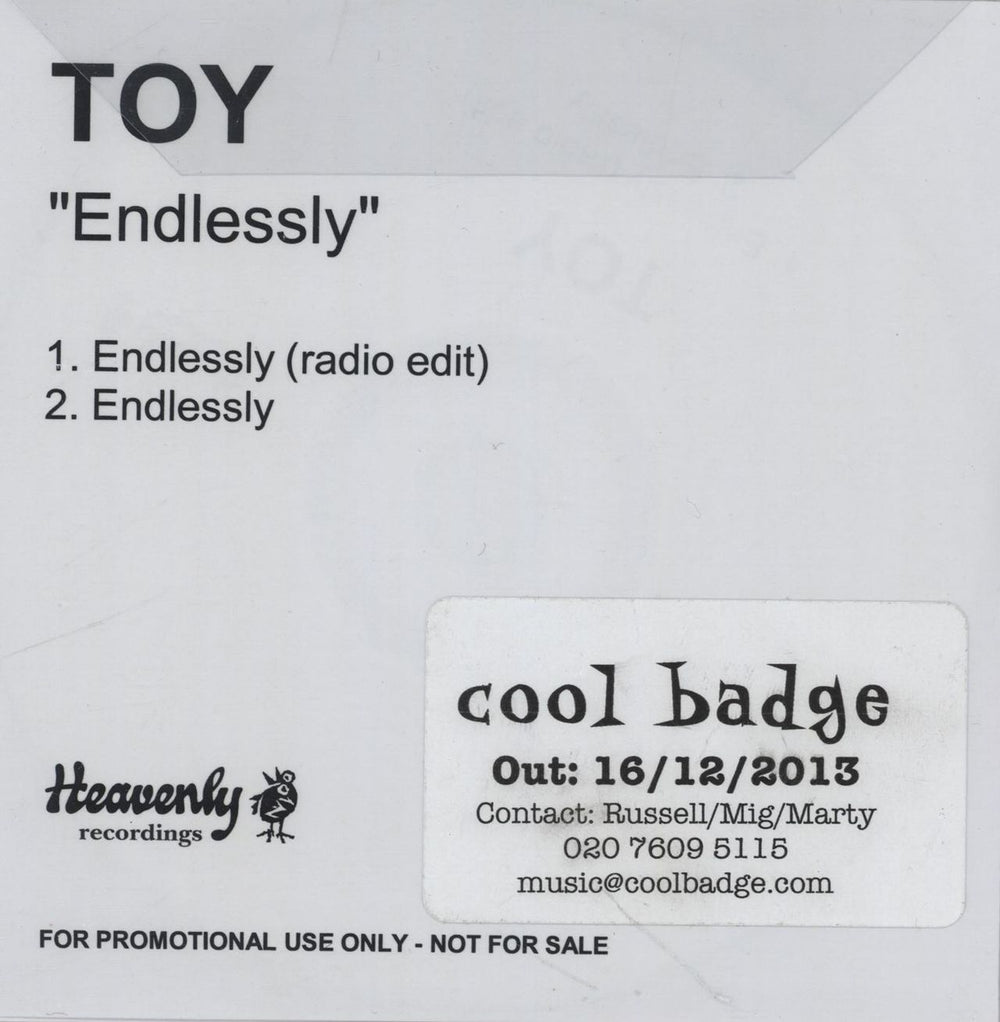 Toy Endlessly UK Promo CD-R acetate