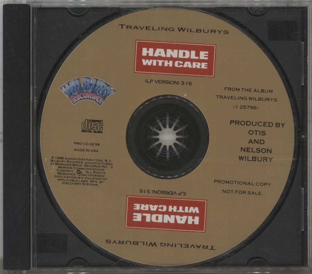 Traveling Wilburys Handle With Care US Promo CD single (CD5 / 5") PRO-CD-3258