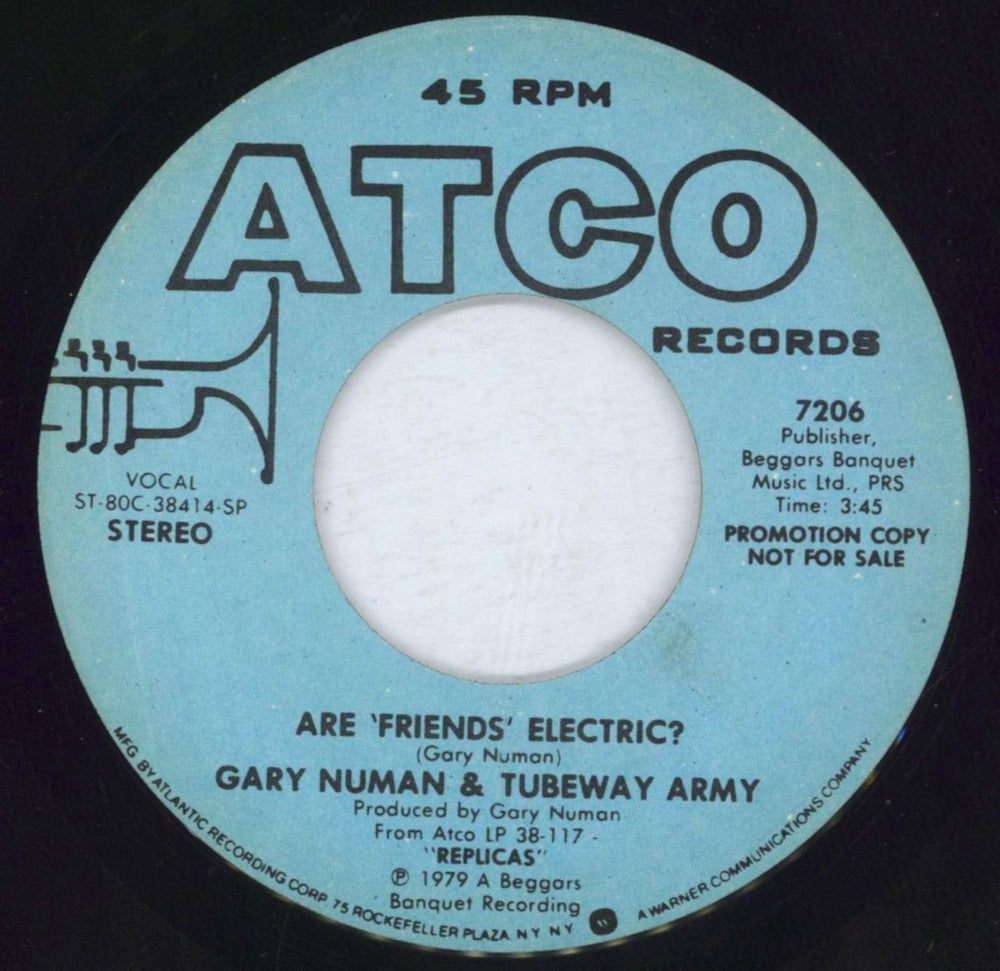 Tubeway Army Are Friends Electric US Promo 7" vinyl single (7 inch record / 45)