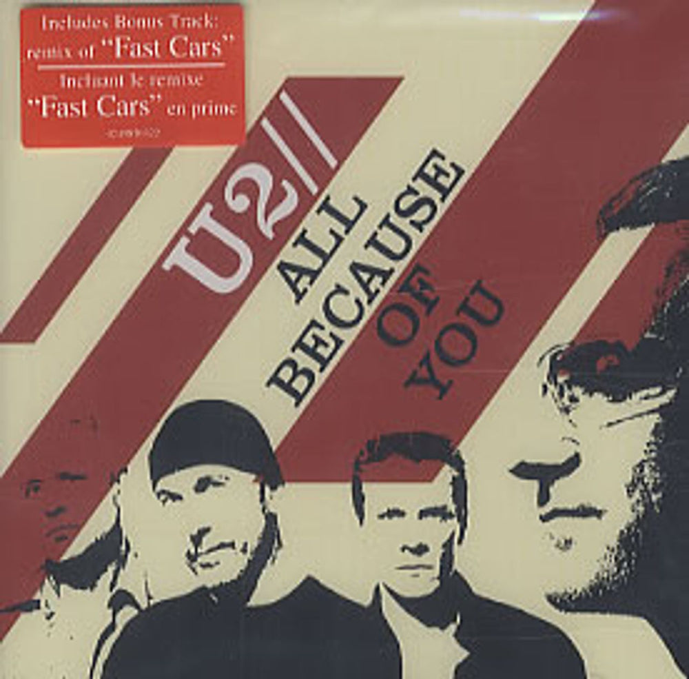 U2 All Because Of You Canadian CD single (CD5 / 5") 0249870322