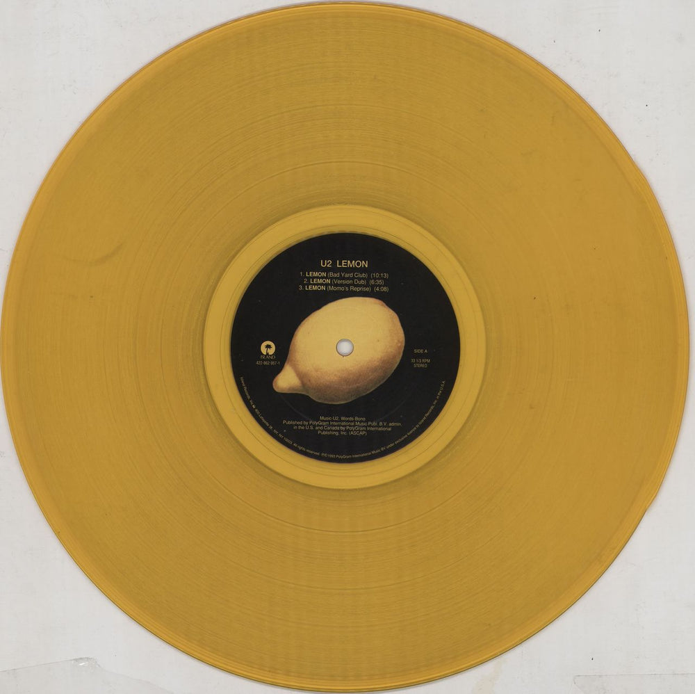 U2 Lemon - Yellow Vinyl - Opened shrink US 12" vinyl single (12 inch record / Maxi-single) U-212LE753512