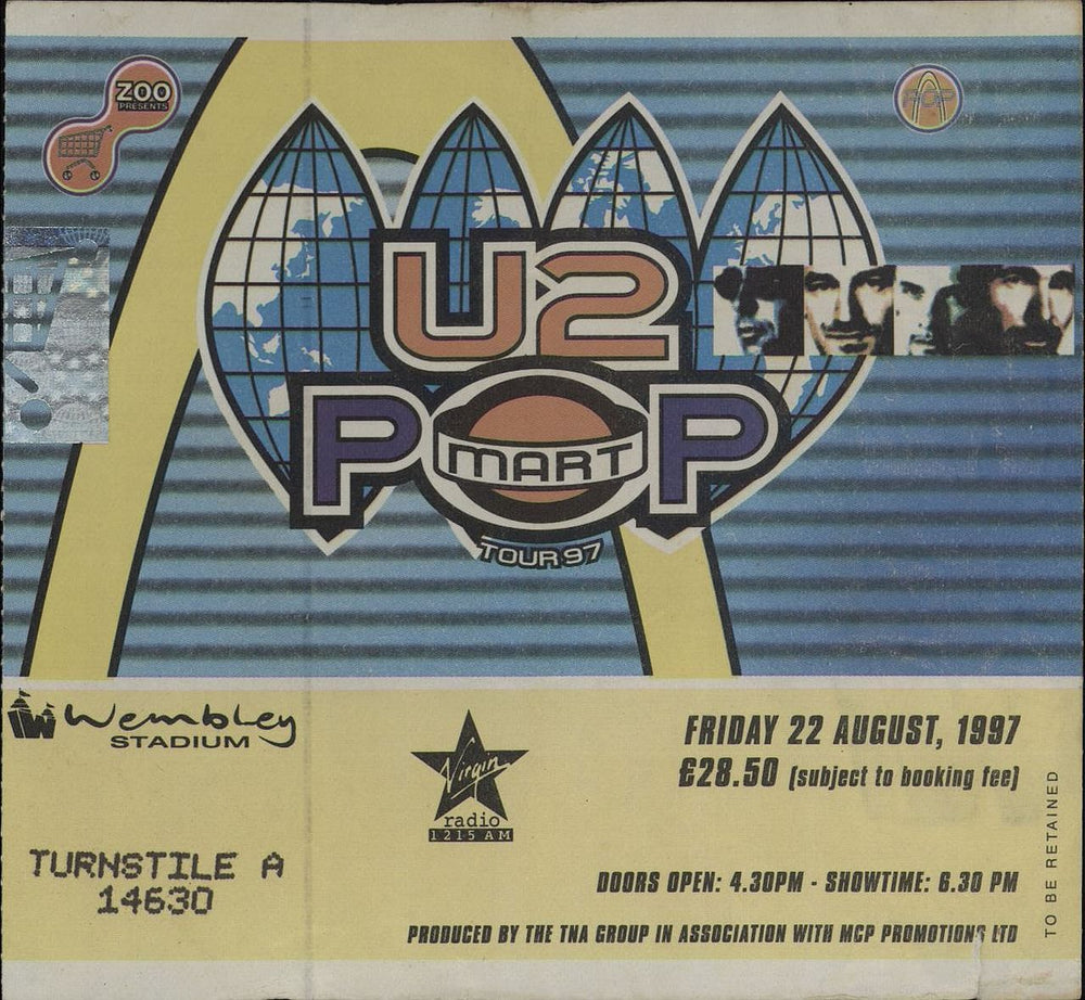 U2 Pop + Ticket Stub UK tour programme U-2TRPO686788