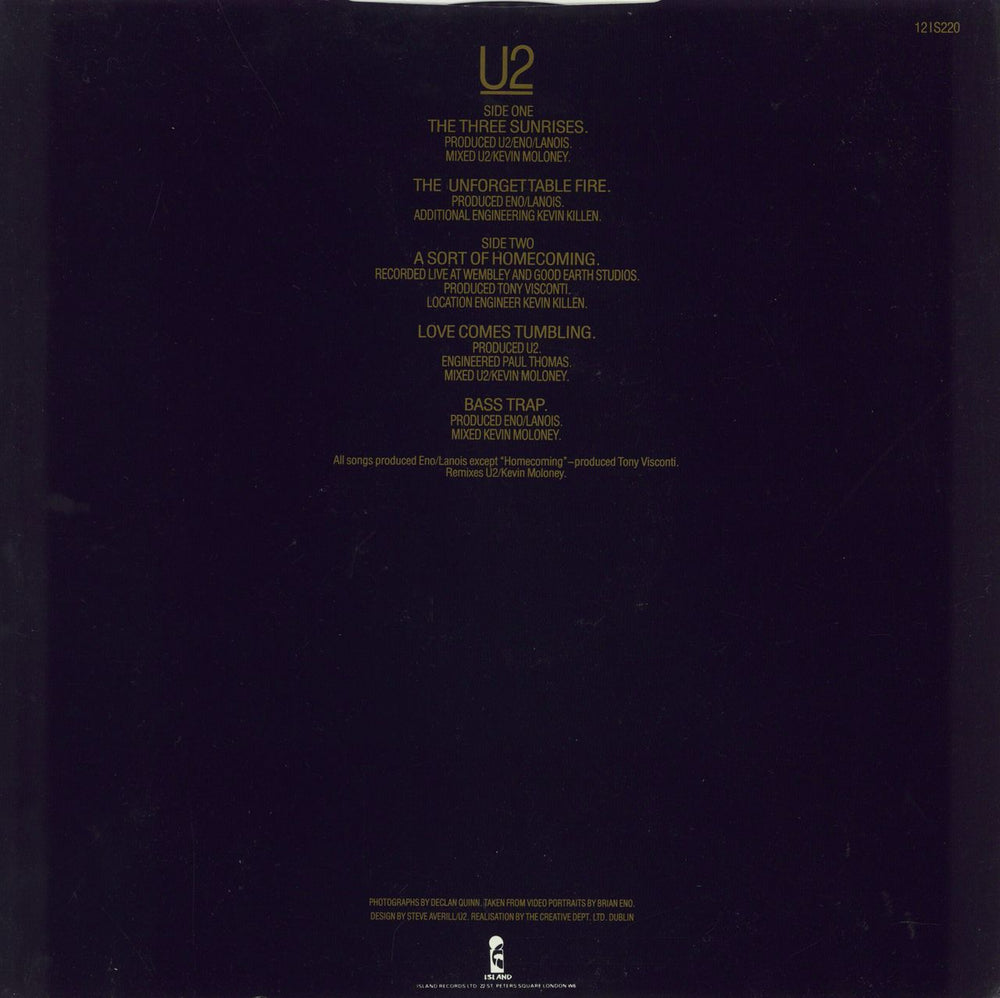 U2 The Unforgettable Fire - EX UK 12" vinyl single (12 inch record / Maxi-single)