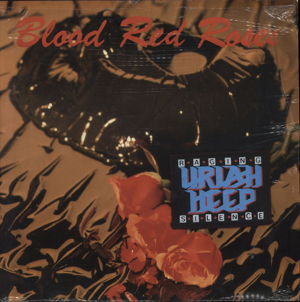 Uriah Heep Blood Red Roses + patch + shrink UK 12" vinyl single (12 inch record / Maxi-single) LGYT101