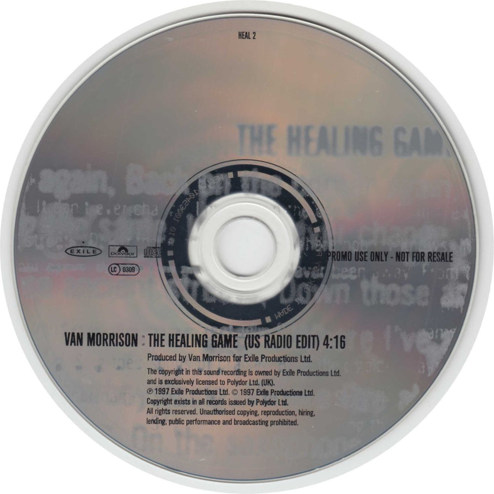 Van Morrison The Healing Game - U.S. Radio Edit UK Promo CD single (CD5 / 5") HEAL2