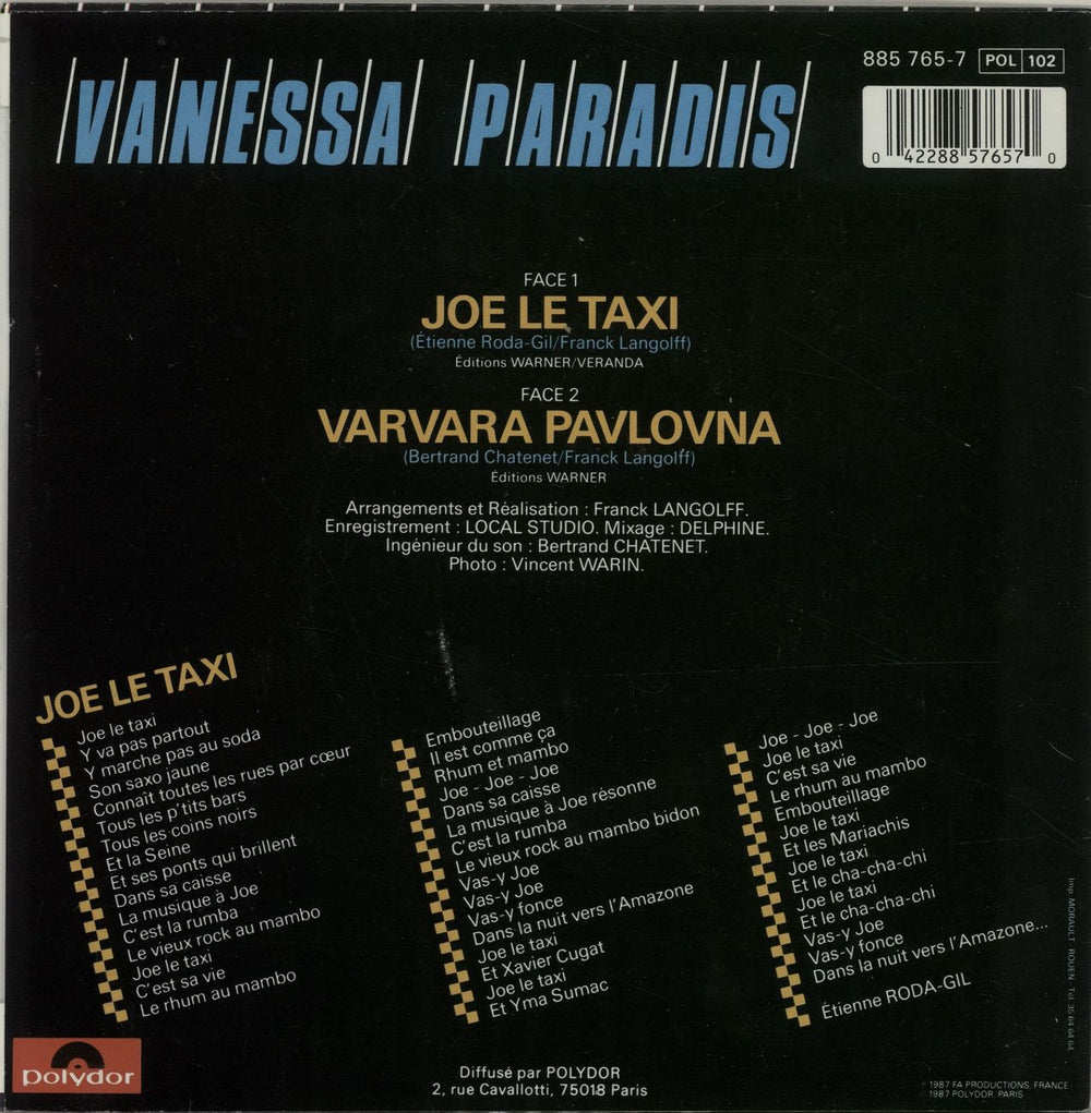 Vanessa Paradis Joe Le Taxi - Inj French 7" vinyl single (7 inch record / 45) VAN07JO05892