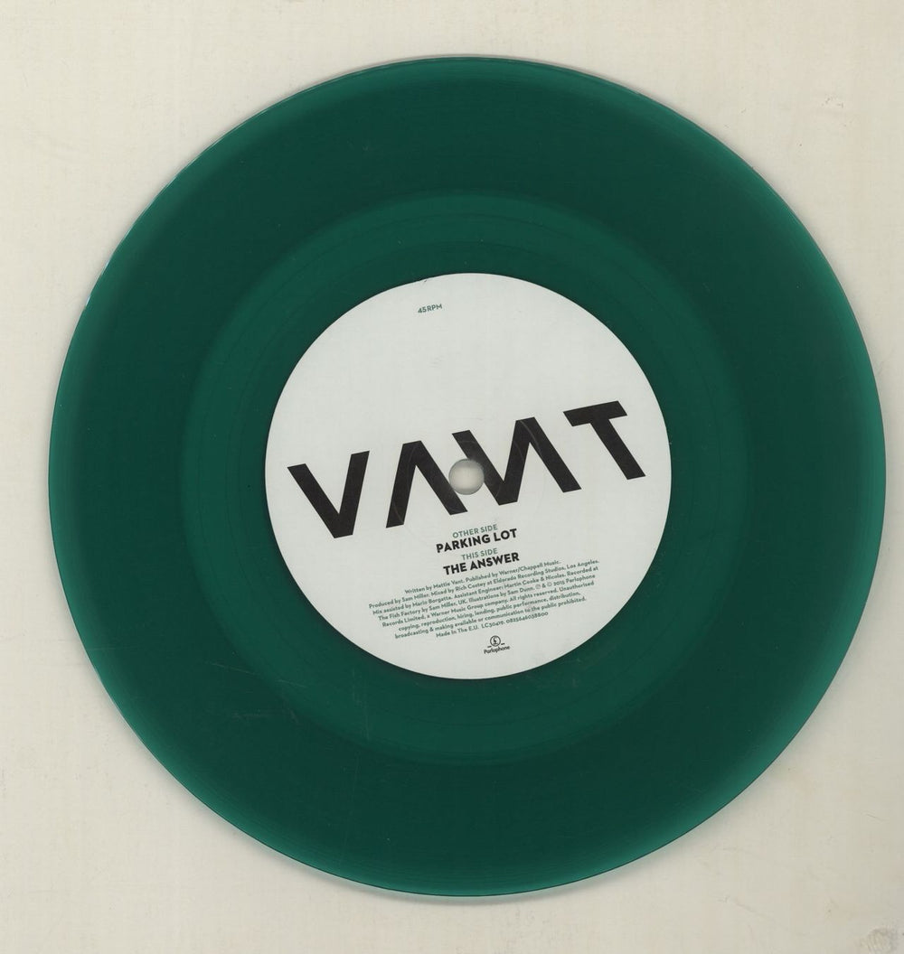 Vant Parking Lot - Green Vinyl UK 7" vinyl single (7 inch record / 45) YBP07PA680665