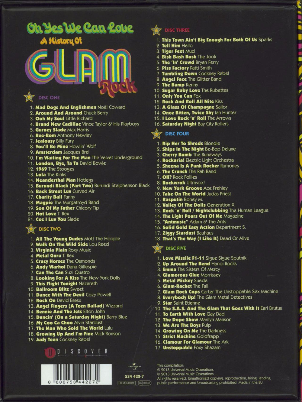 Various-60s & 70s Oh Yes We Can Love: A History Of Glam Rock UK 5-CD s —  RareVinyl.com