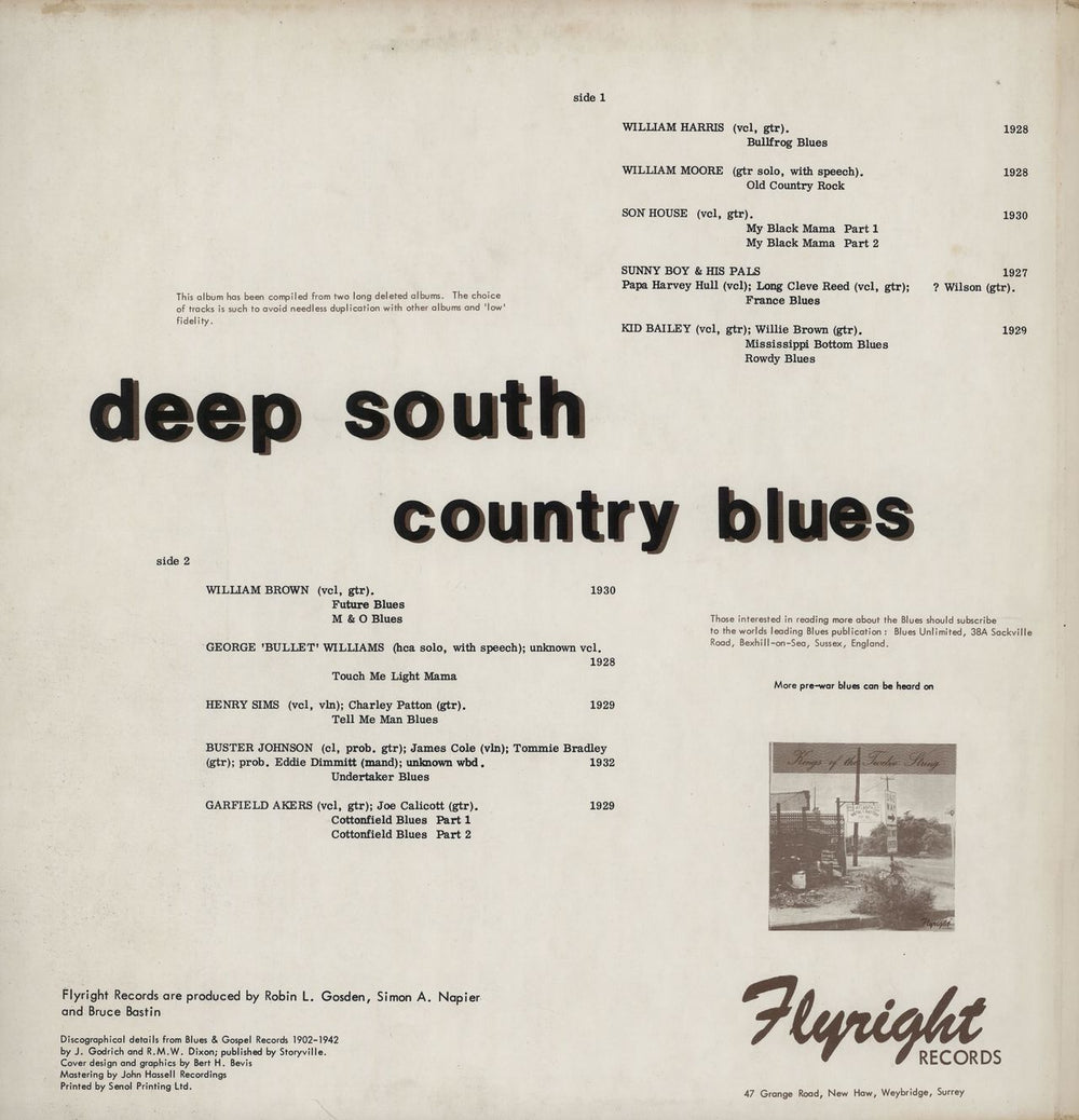 Various-Blues & Gospel Deep South Country Blues UK vinyl LP album (LP record)