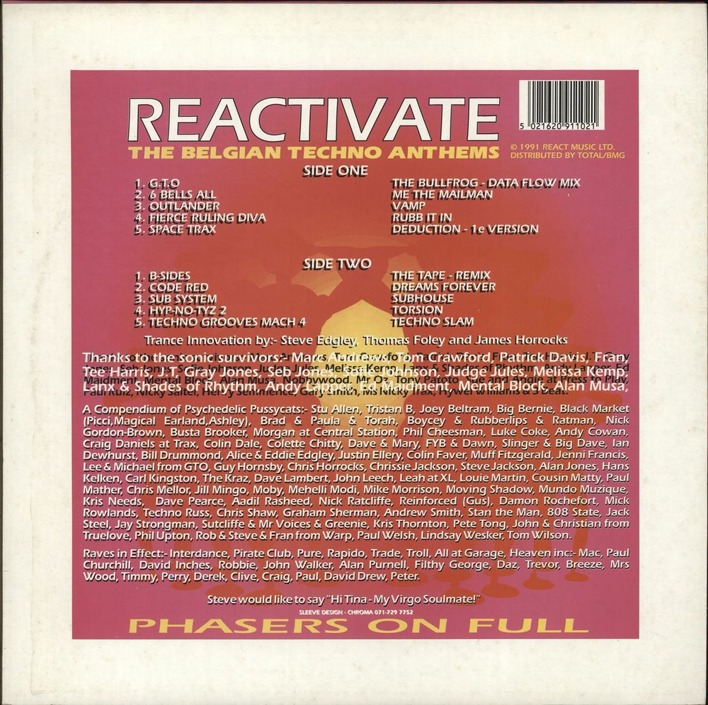 Various-Dance Reactivate Volume #2 - Phasers On Full UK vinyl LP album (LP record) 5021620911021