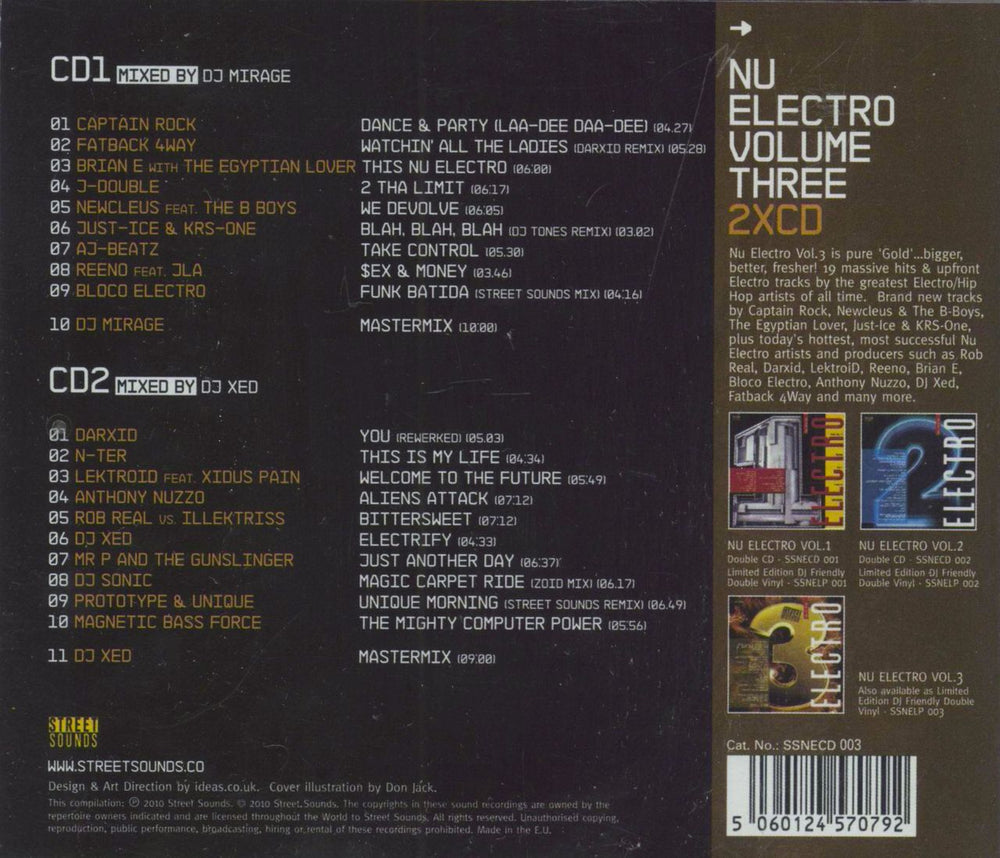 Various-Hip Hop & Rap Street Sounds: Nu Electro Volume Three - Gold UK 2 CD album set (Double CD) 5060124570792