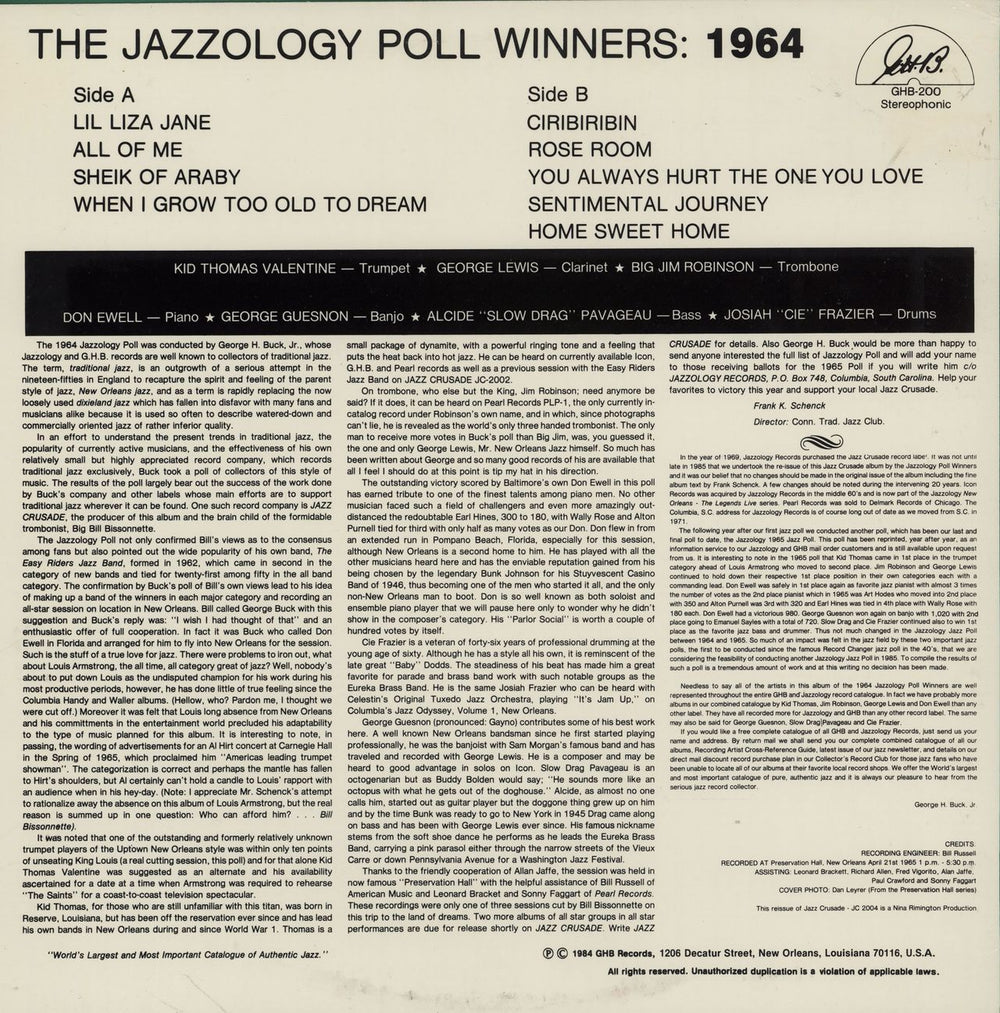 Various-Jazz The Jazzology Poll Winners: 1964 UK vinyl LP album (LP record)