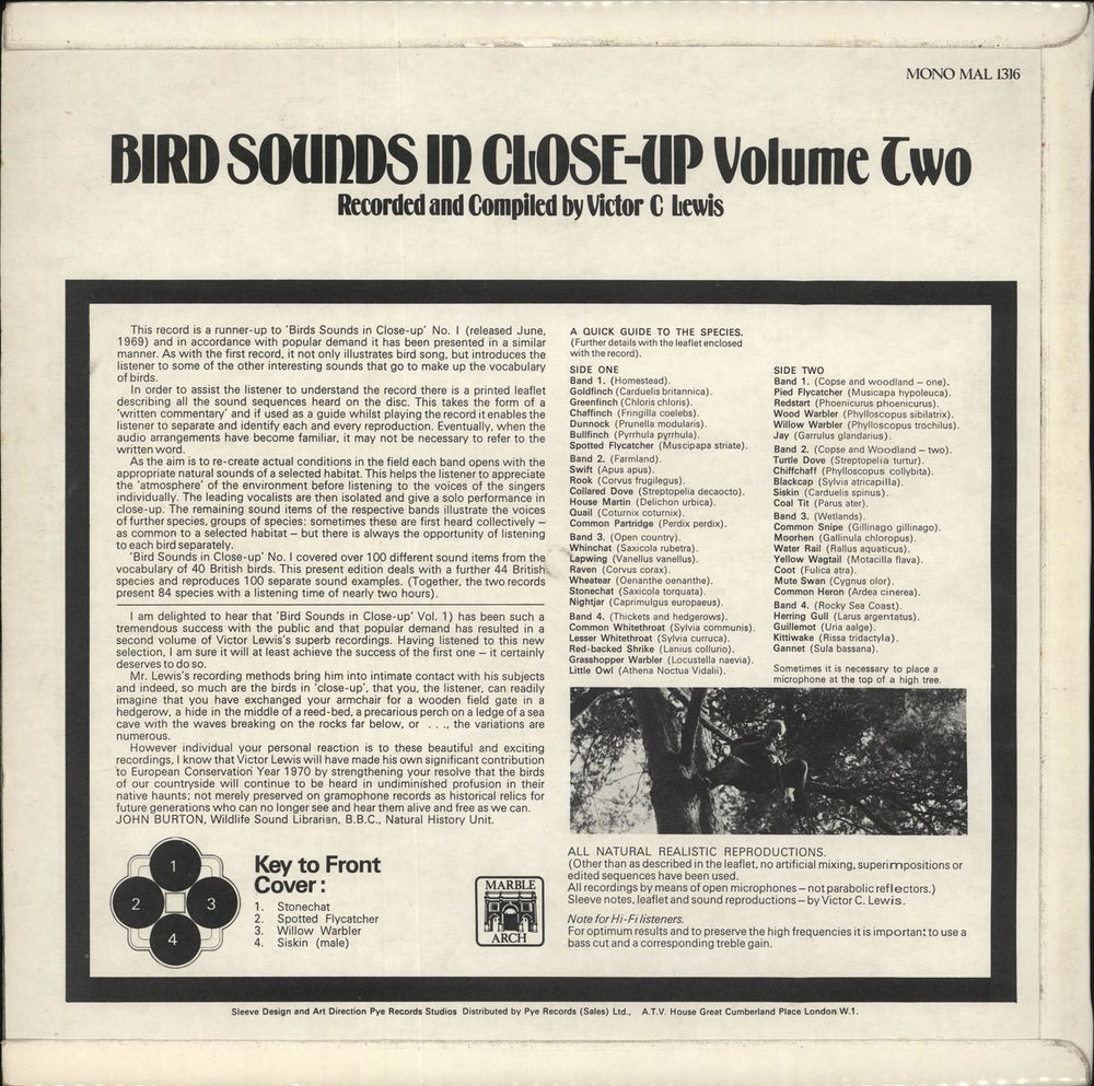 Various-Nature, Birds, Whales & Wildlife Bird Sounds In Close-Up Volume Two UK vinyl LP album (LP record)