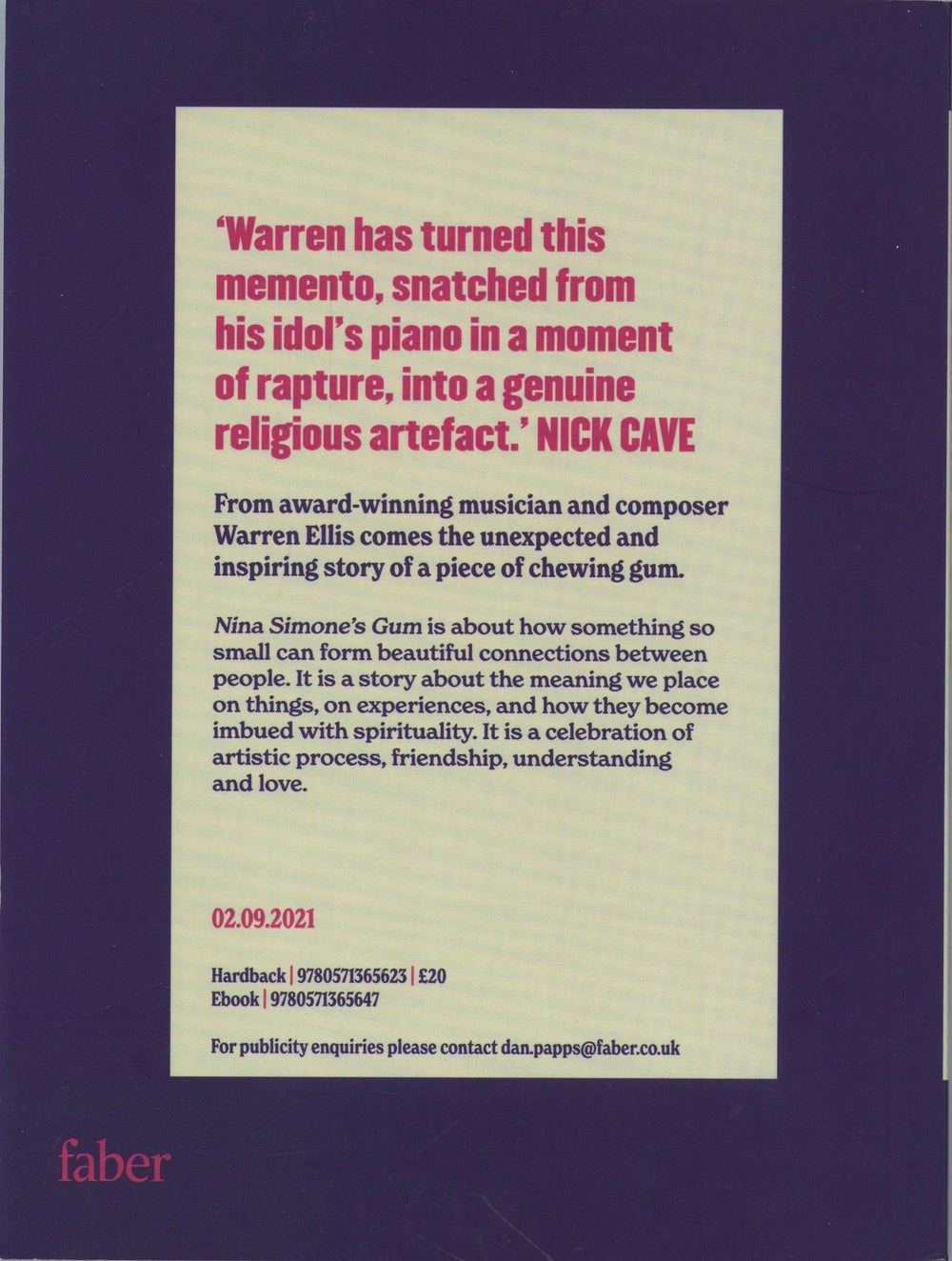 Warren Ellis Nina Simone's Gum - Uncorrected Proof UK Promo book 35RBKNI776167