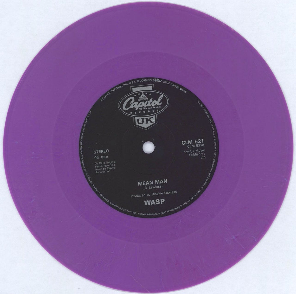 WASP Mean Man - Purple vinyl UK 7" vinyl single (7 inch record / 45) WAS07ME00864