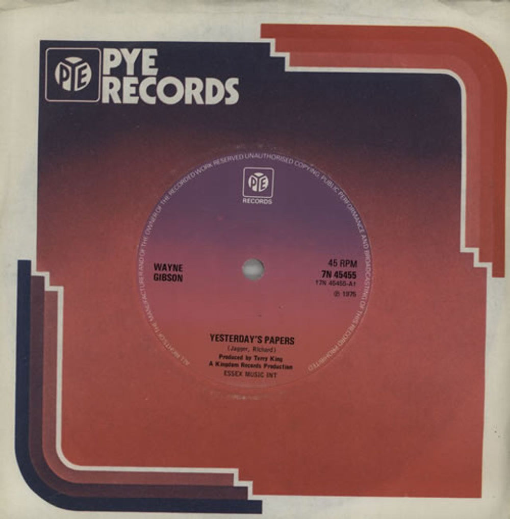 Wayne Gibson Yesterday's Papers - Solid UK 7" vinyl single (7 inch record / 45) 7N45455