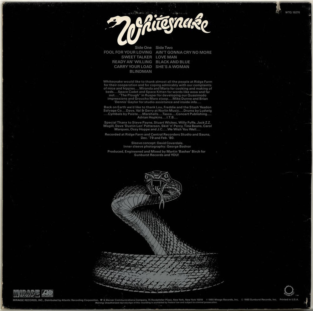 Whitesnake Ready An' Willing US vinyl LP album (LP record)