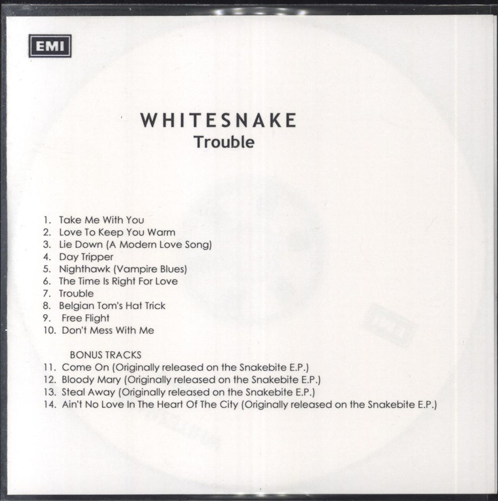 Whitesnake Trouble UK CD-R acetate CD-R