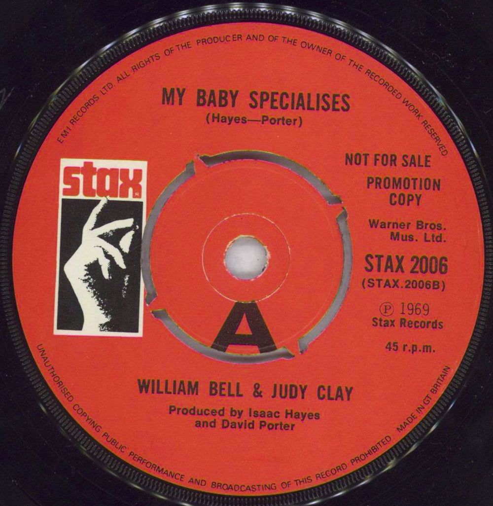 William Bell & Judy Clay Private Number - A Label Promo UK 7" vinyl single (7 inch record / 45)