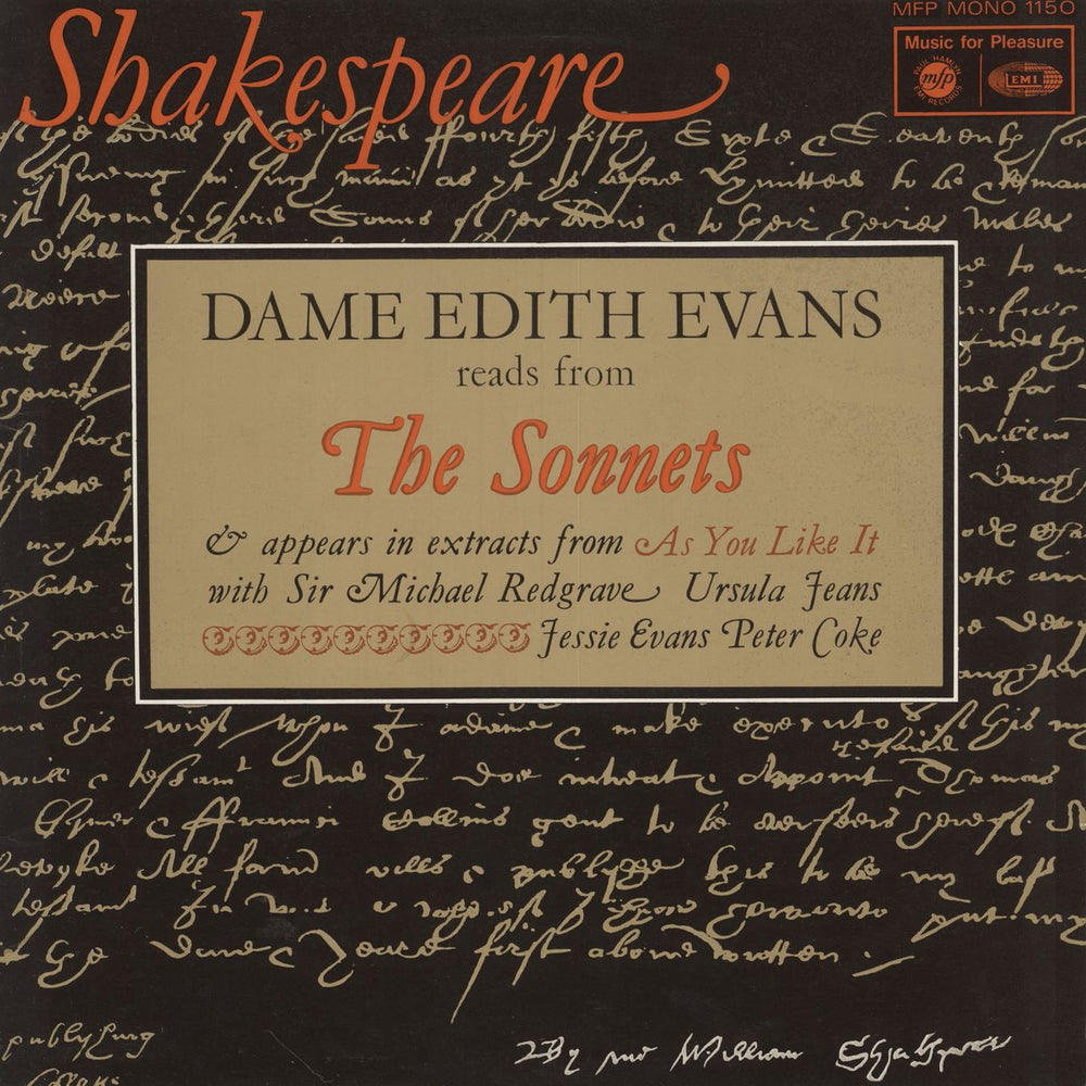 William Shakespeare Shakespeare: Dame Edith Evans Reads From The Sonnets UK vinyl LP album (LP record) MFP1150