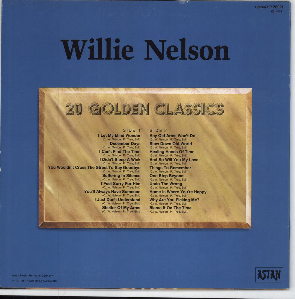 Willie Nelson 20 Golden Classics German vinyl LP album (LP record)