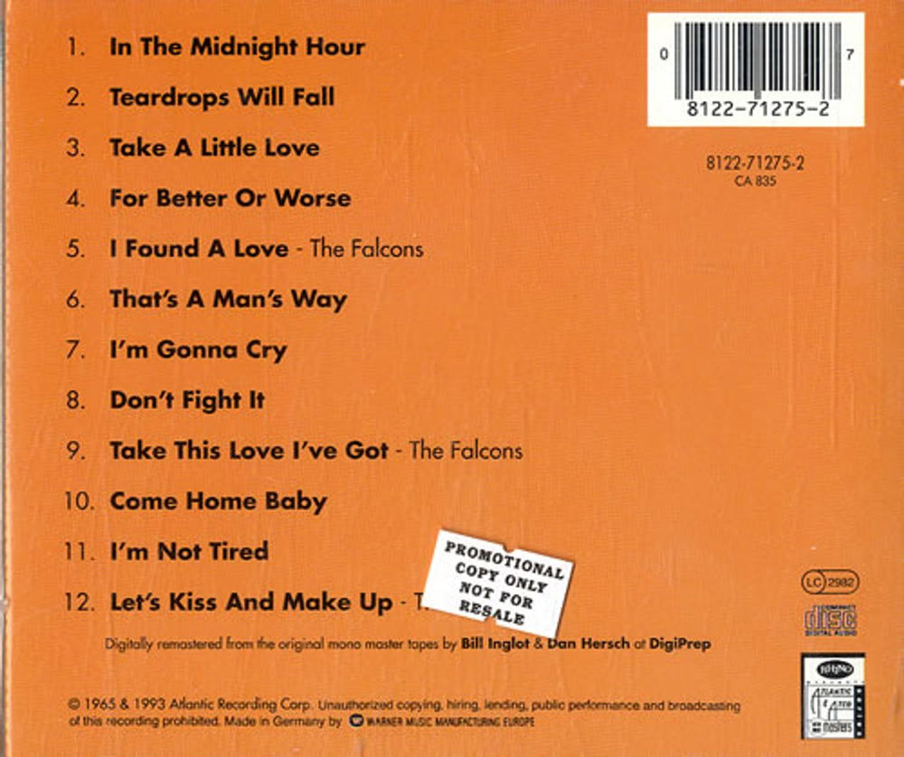 Wilson Pickett In The Midnight Hour German Promo CD album (CDLP) WP.CDIN631081