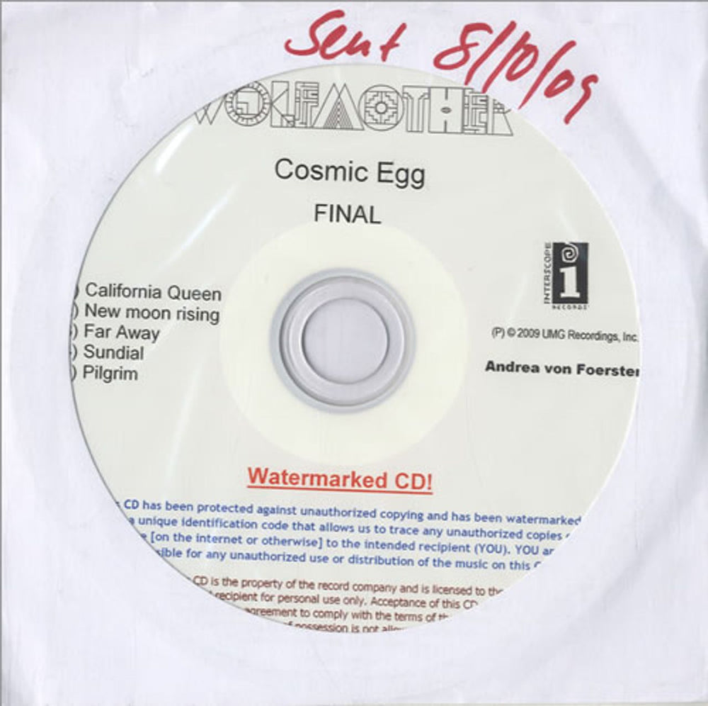 Wolfmother Cosmic Egg Sampler US Promo CD-R acetate CDR-ACETATE