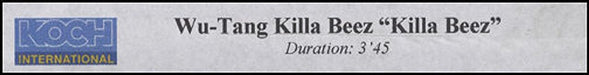 Wu-Tang Clan Killa Beez UK Promo video (VHS or PAL or NTSC) PROMO VIDEO