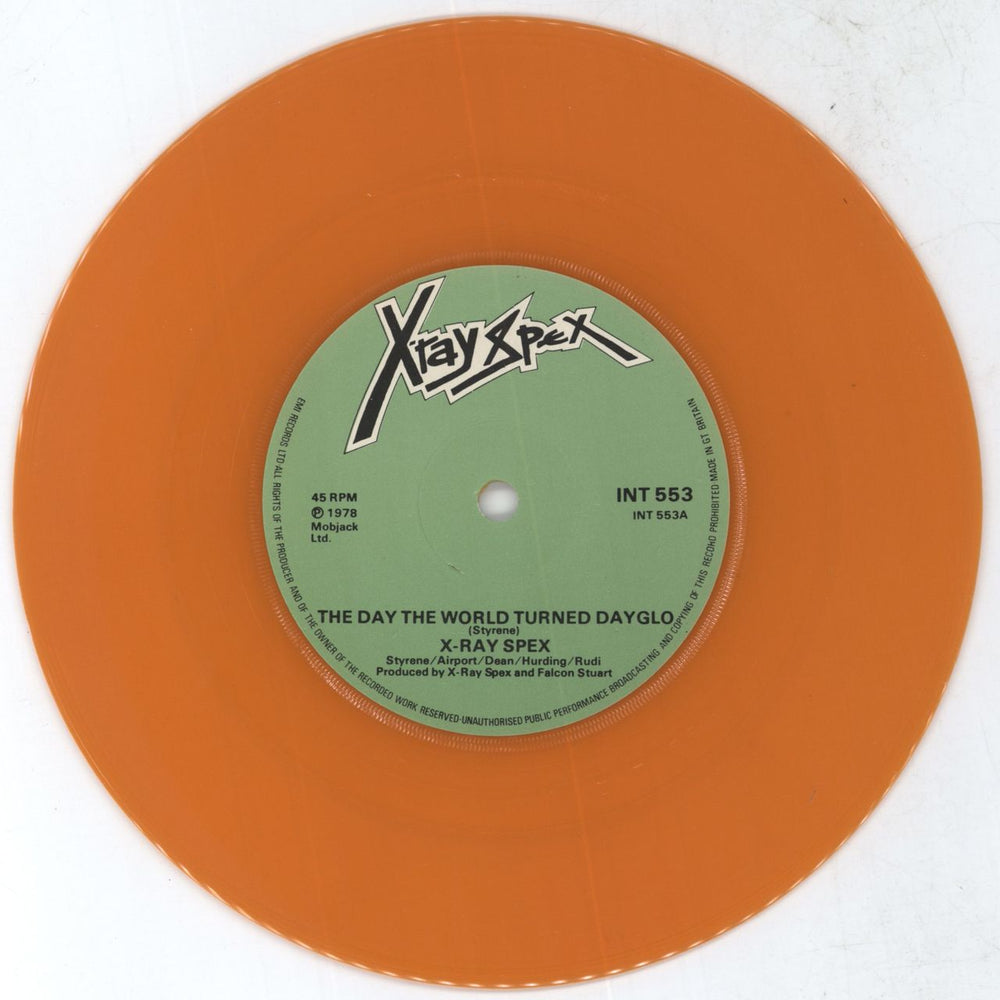 X-Ray Spex The Day The World Turned Day-Glo - Orange - VG UK 7" vinyl single (7 inch record / 45) X-R07TH800241