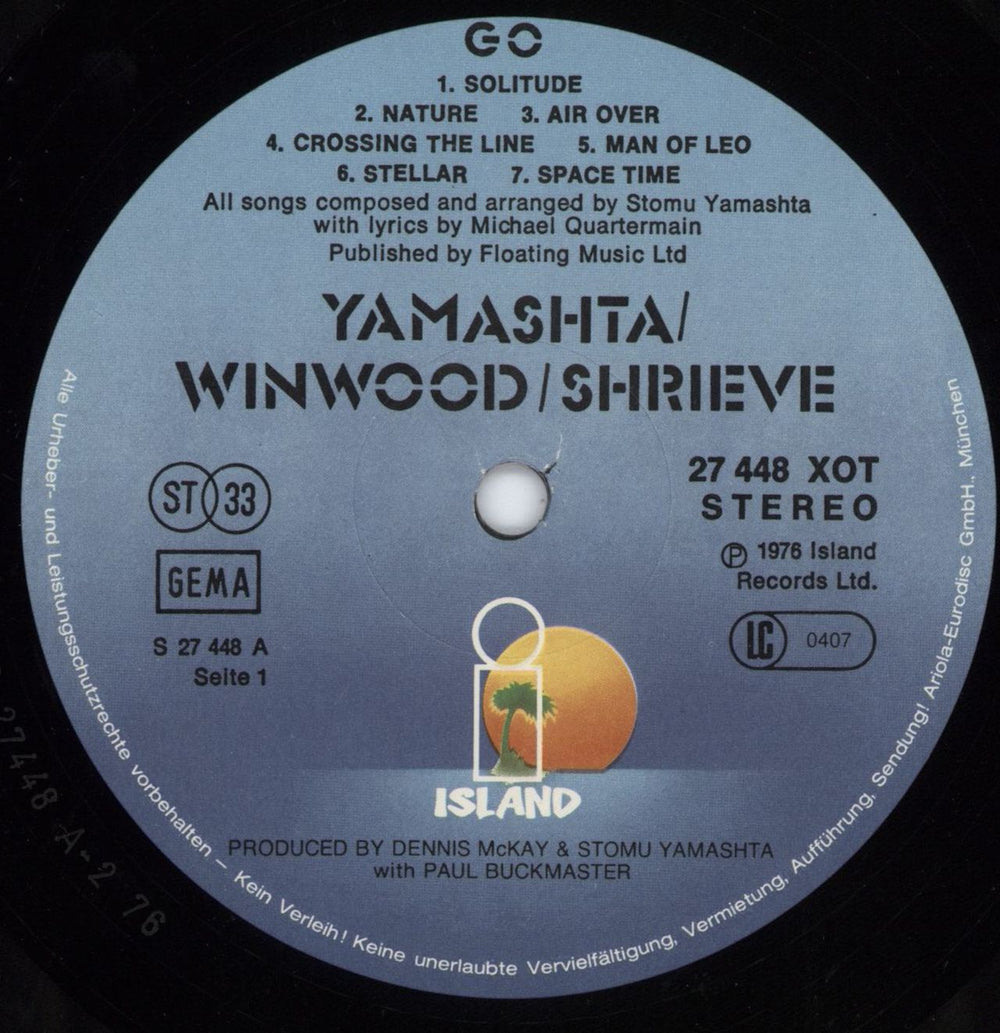 Yamashta, Winwood & Shrieve Go UK vinyl LP album (LP record) YWSLPGO806223