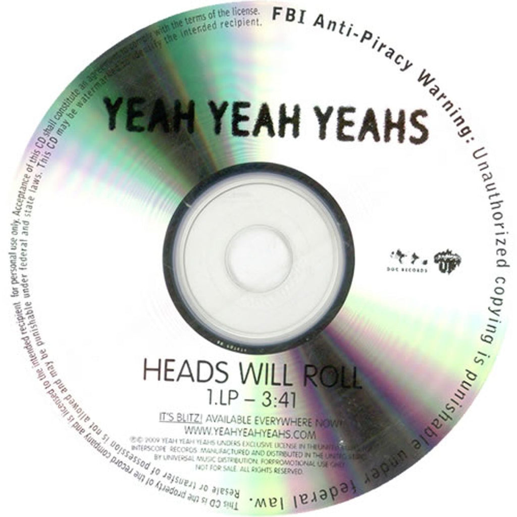 Yeah Yeah Yeahs Heads Will Roll US Promo CD-R acetate