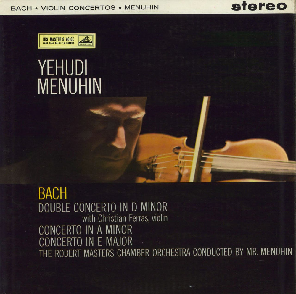 Yehudi Menuhin Bach: Violin Concertos - 3rd UK vinyl LP album (LP record) ASD346