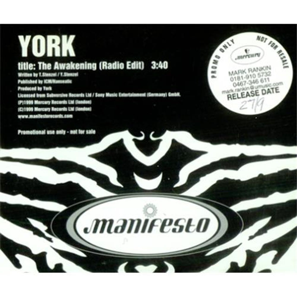 York The Awakening UK Promo CD single (CD5 / 5") YORCJ1