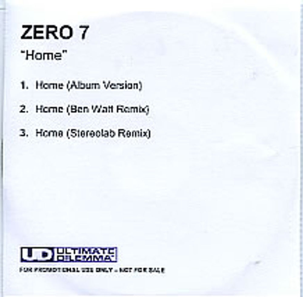 Zero 7 Home - Three Track UK Promo CD-R acetate CD-R