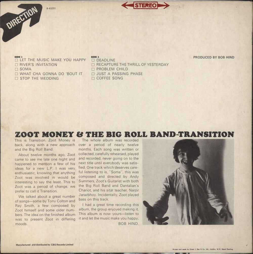 Zoot Money Transition UK vinyl LP album (LP record)