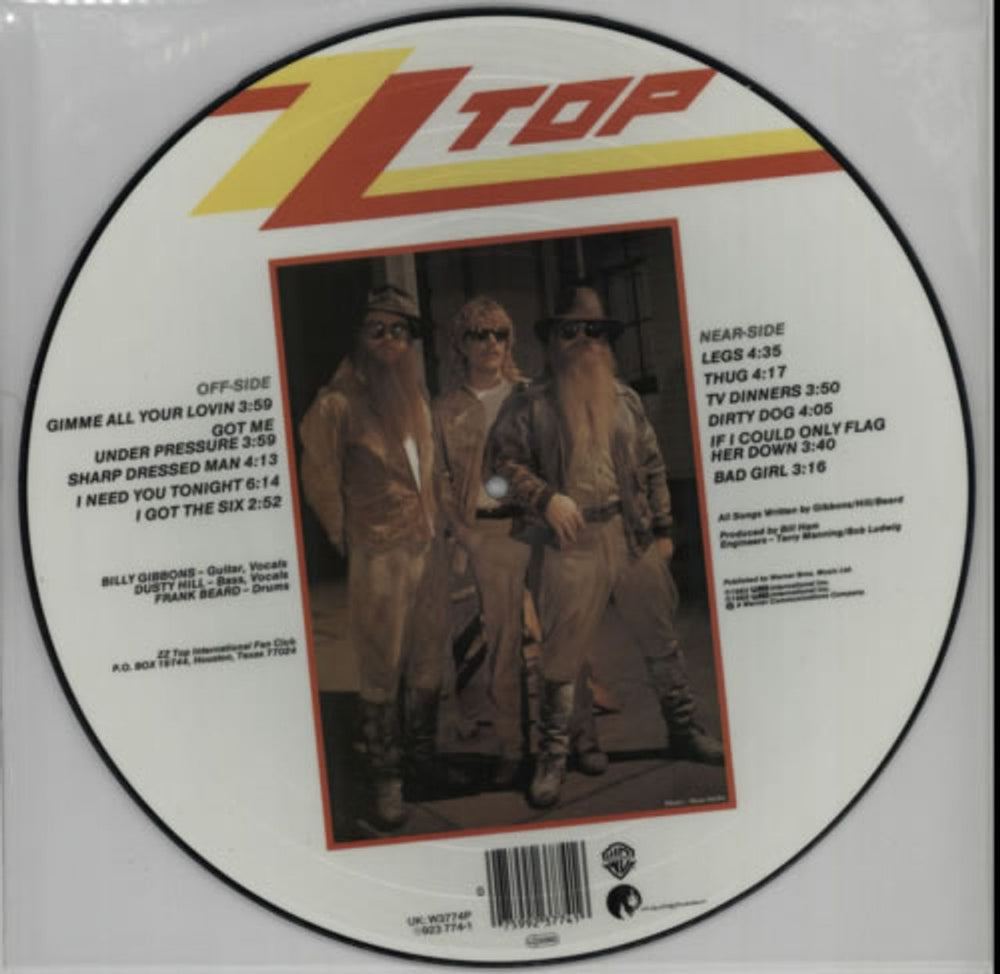 ZZ Top Eliminator UK picture disc LP (vinyl picture disc album) ZZTPDEL30364